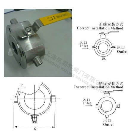 BQ71F對(duì)夾式保溫球閥安裝示意圖