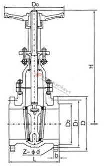 Z41H日標不銹鋼閘閥外形結構圖