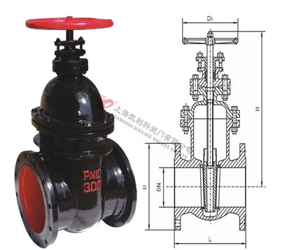 Z45T鑄鐵閘閥外形結(jié)構(gòu)圖