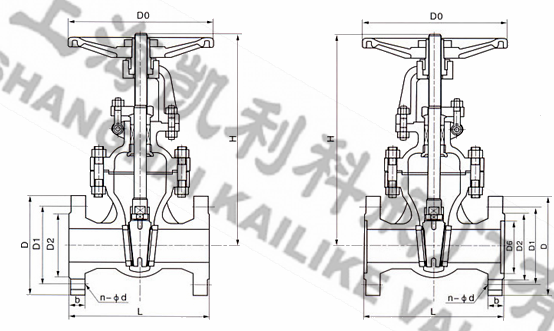 Z41W不銹鋼閘閥外形結(jié)構(gòu)圖