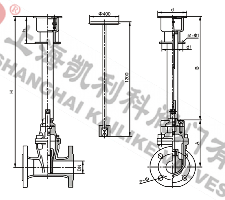 Z45X埋地式彈性座封閘閥外形結構圖