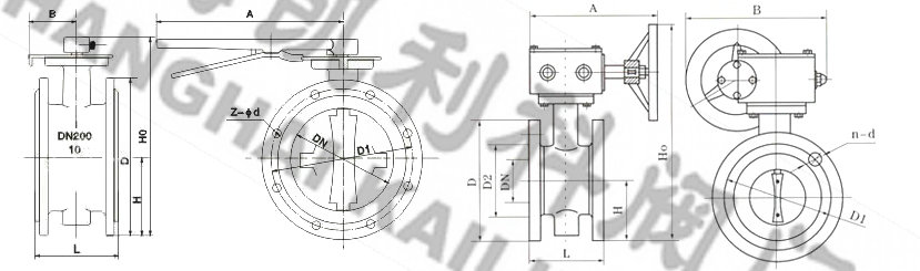 D341X、D41X手動法蘭蝶閥外形結構圖