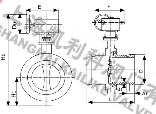 XD381X溝槽信號蝶閥外形結構圖