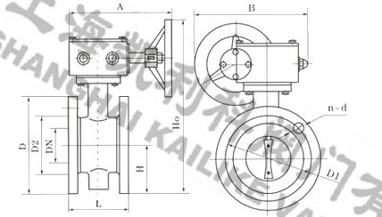 D341J全襯膠法蘭蝶閥外形結(jié)構(gòu)圖