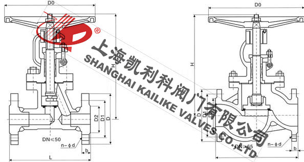 J41H碳鋼截止閥外形結構圖
