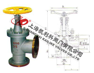 J42B角式氨用截止閥外形結(jié)構(gòu)圖
