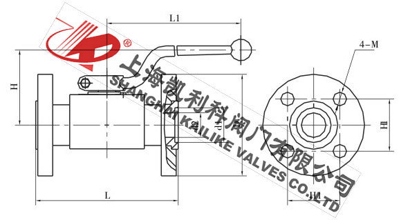 JQH法蘭式高壓球芯截止閥外形結(jié)構圖