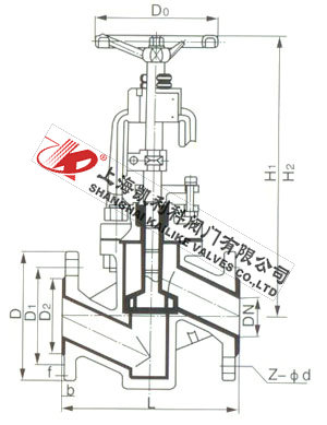 J41F46襯氟塑料截止閥外形結(jié)構(gòu)圖