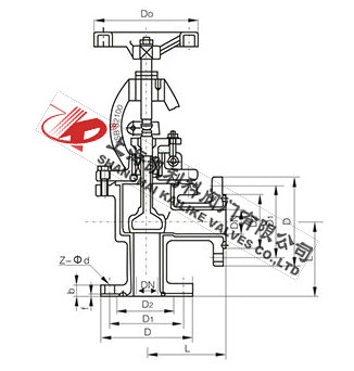 J44F46襯氟直角截止閥外形結(jié)構(gòu)圖