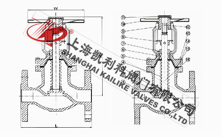 WJ41H美標(biāo)波紋管截止閥外形結(jié)構(gòu)圖