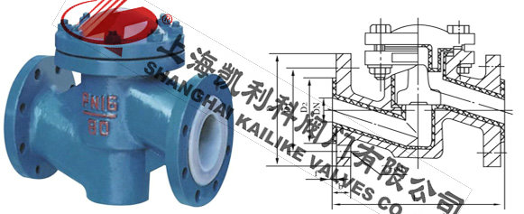 H41F46襯氟止回閥外形結構圖