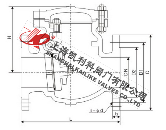 H44H、H44W日標鑄鋼止回閥外形結構圖
