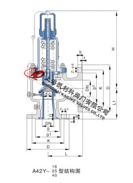 A42H、A42Y氧氣安全閥外形結(jié)構(gòu)圖