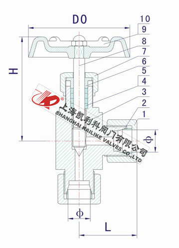 J94H-40P-64P-160P-320P卡套角式針型閥外形結(jié)構(gòu)圖