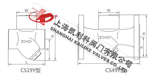 CS49H圓盤式蒸汽疏水閥(Y型)外形結構圖