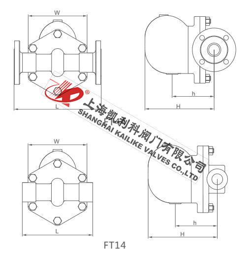 FT44H杠桿浮球式疏水閥外形結構圖
