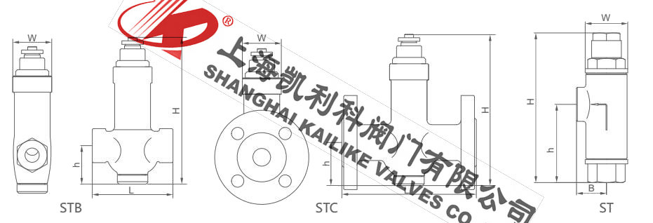 STB可調(diào)恒溫式蒸汽疏水閥外形結(jié)構(gòu)圖