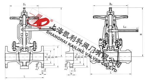 X47H提升式硬密封旋塞閥外形結構圖