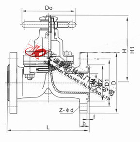 G41F46襯氟隔膜閥外形結(jié)構(gòu)圖