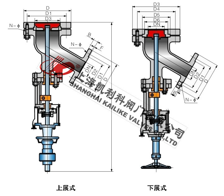 FL645H氣動(dòng)下展式放料閥外形結(jié)構(gòu)圖