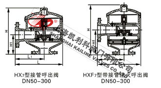 HX7帶接管呼出閥、HX7帶接管阻火呼出閥外形結構圖
