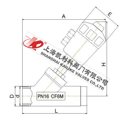 JF2000氣動焊接角座閥外形結構圖