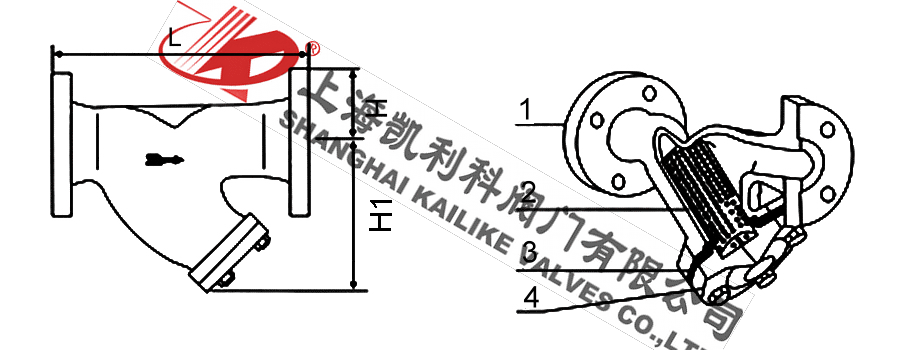 GL41H 鑄鐵法蘭Y型過濾器外形結(jié)構(gòu)圖