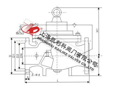 100X不銹鋼遙控浮球閥外形結(jié)構(gòu)圖